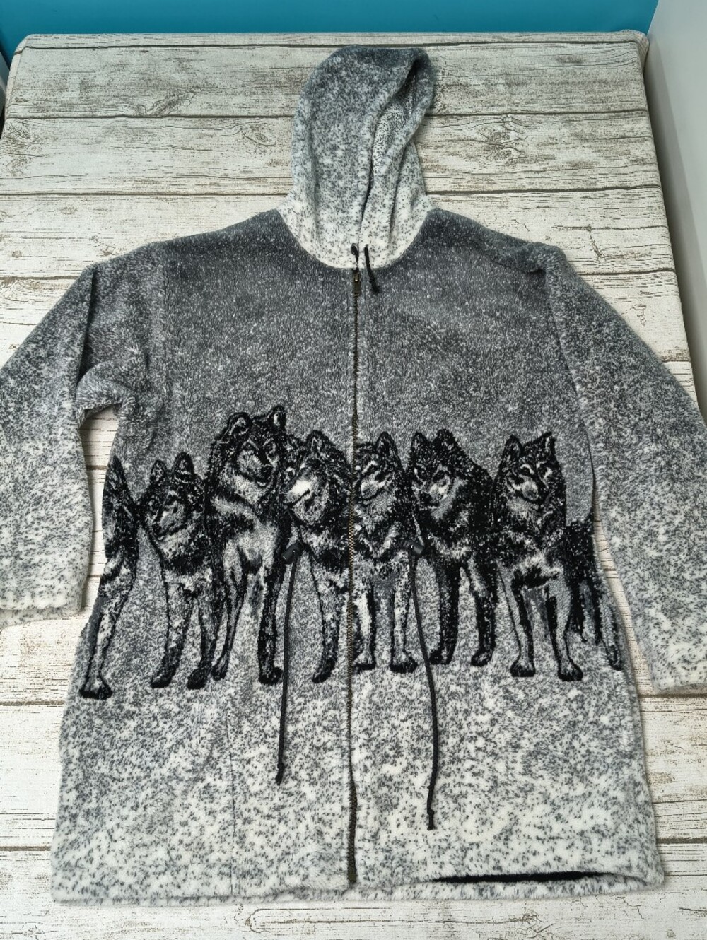 Vintage Pacific Spirit Wolf Fleece Full Zip Jacket Size Medium
